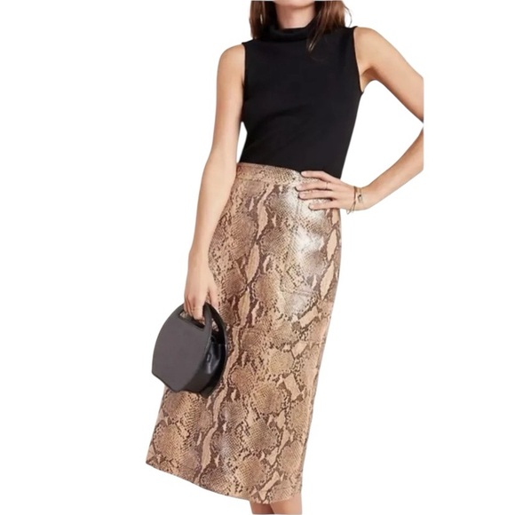 Anthropologie Dresses & Skirts - Anthropologie Current Air Brown Snake Print Midi Length Pencil Skirt size 8